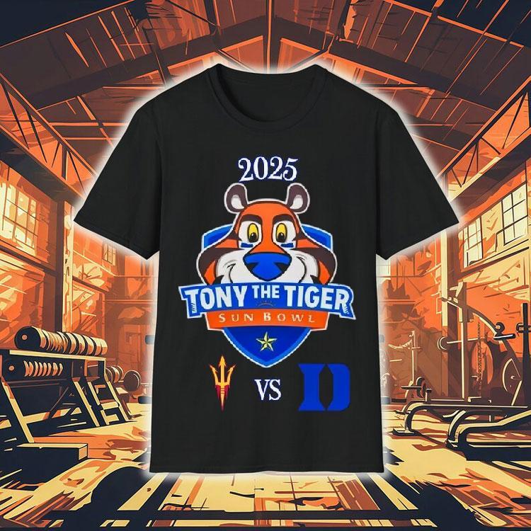 Arizona State Sun Devils Vs Duke Blue Devils Tony The Tiger Sun Bowl 2025 Shirt Arizona State Sun Devils Vs Duke Blue Devils Tony The Tiger Sun Bowl 2025 Shirt