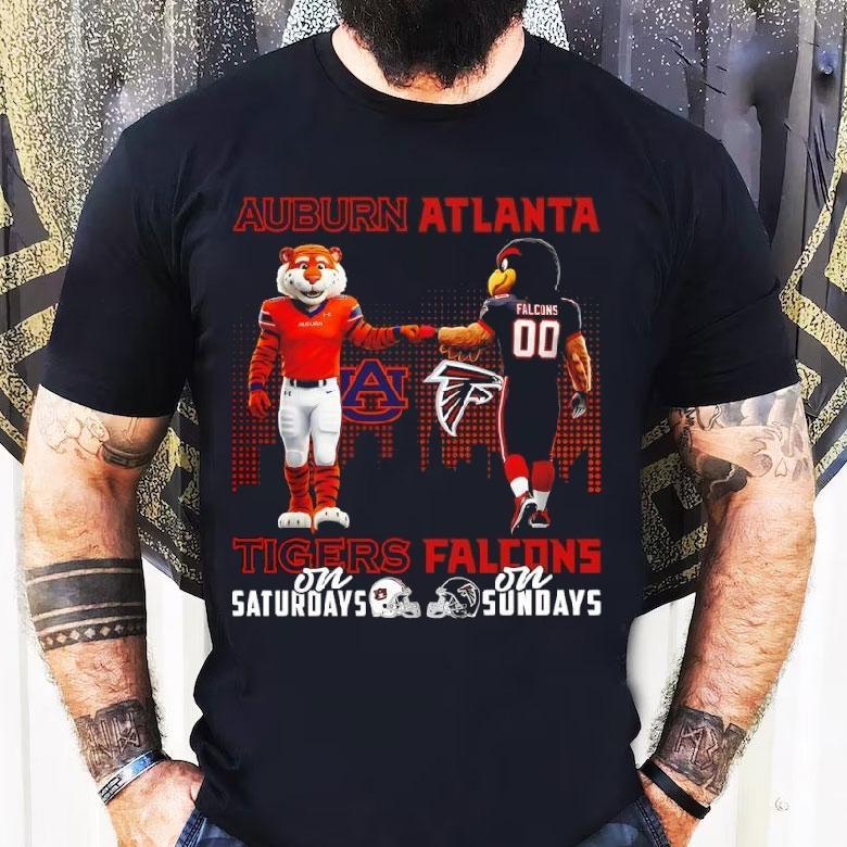 Auburn Tigers On Saturdays X Atlanta Falcons On Sundays Mascot Shirt Auburn Tigers On Saturdays X Atlanta Falcons On Sundays Mascot Shirt