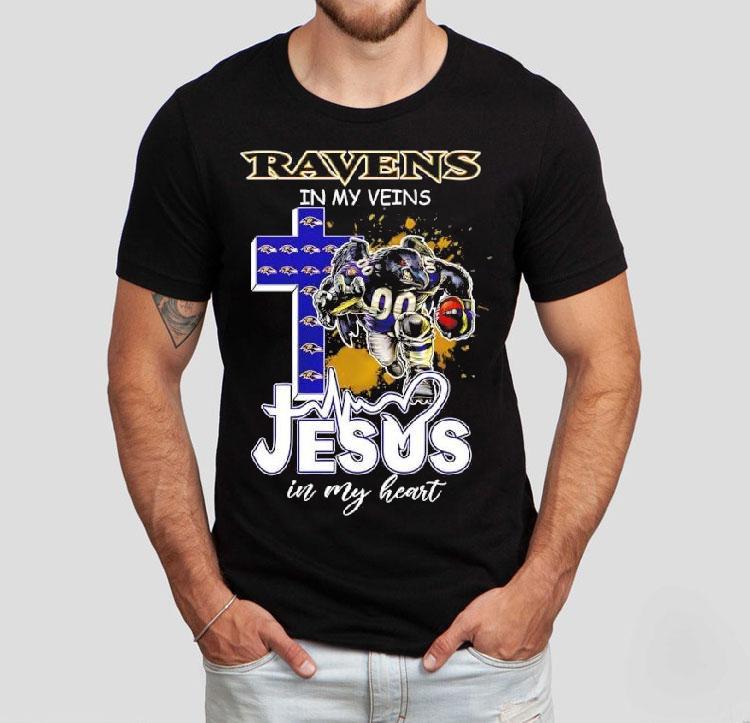 Baltimore Ravens In My Veins Jesus In My Heart Features A Football Player Logos Cross Shirt Baltimore Ravens In My Veins Jesus In My Heart Features A Football Player Logos Cross Shirt