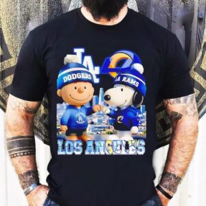 Charlie Brown Los Angeles Dodgers And Snoopy Los Angeles Rams Skyline City Shirt