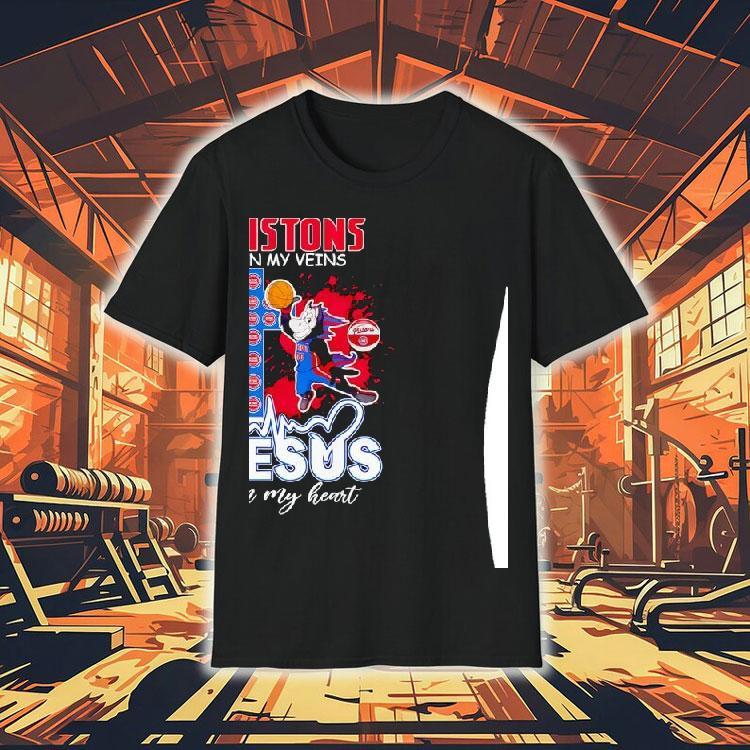 Detroit Pistons Mascot In My Veins Jesus In My Heart Shirt Detroit Pistons Mascot In My Veins Jesus In My Heart Shirt