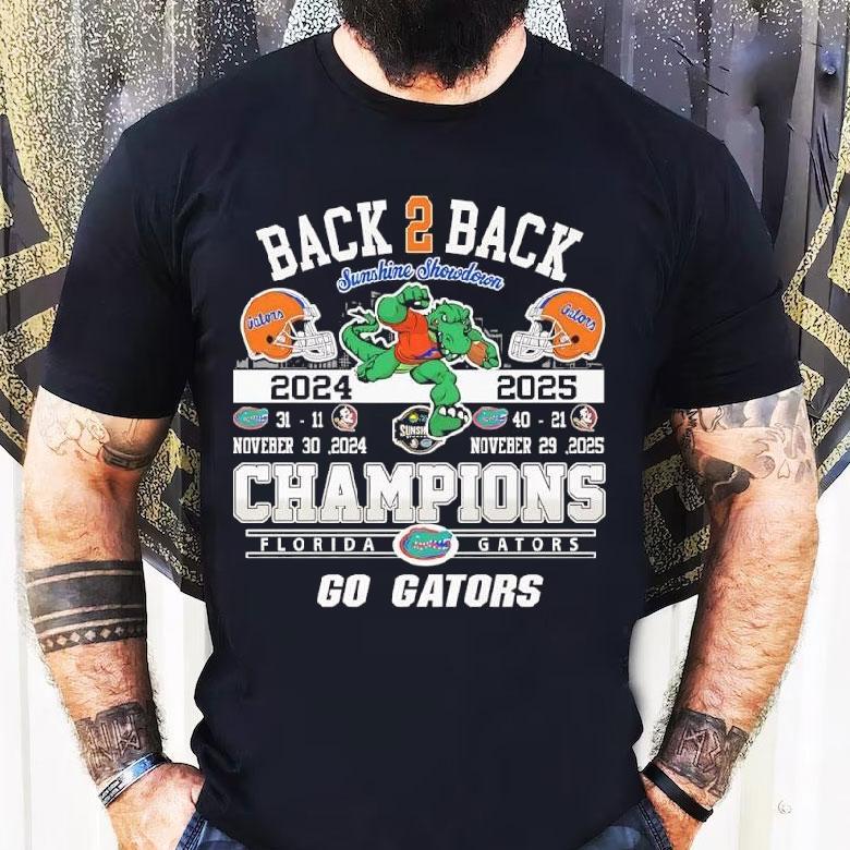 Florida Gators Back 2 Back Champions Of Sunshine Showdown Go Gators Shirt Florida Gators Back 2 Back Champions Of Sunshine Showdown Go Gators Shirt