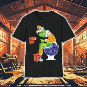 Grinch Pittsburgh Slers Shit On Baltimore Ravens Helmet Toilet Christmas Shirt