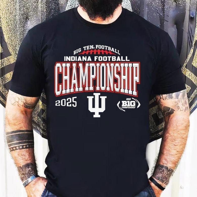 Indiana Hoosiers 2025 Big Ten Football Champions Endzone Speed Shirt Indiana Hoosiers 2025 Big Ten Football Champions Endzone Speed Shirt