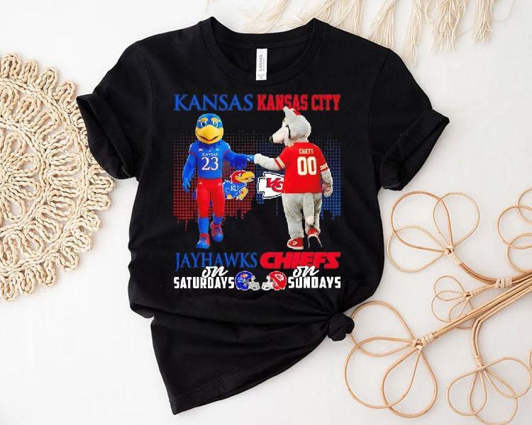 Kansas Jayhawks On Saturdays X Kansas City Chiefs On Sundays Mascot Shirt Kansas Jayhawks On Saturdays X Kansas City Chiefs On Sundays Mascot Shirt