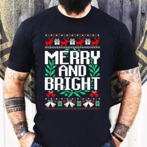 Moody And Uptight Merry And Bright Matching Couple Ugly Christmas Shirt