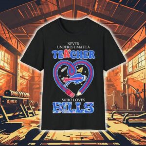 Never Underestimate A Teacher Who Loves Buffalo Bills Logo Shirt