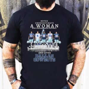 Never Underestimate A Woman Who Understands Football And Loves Dallas Cowboys Signatures Players Shirt