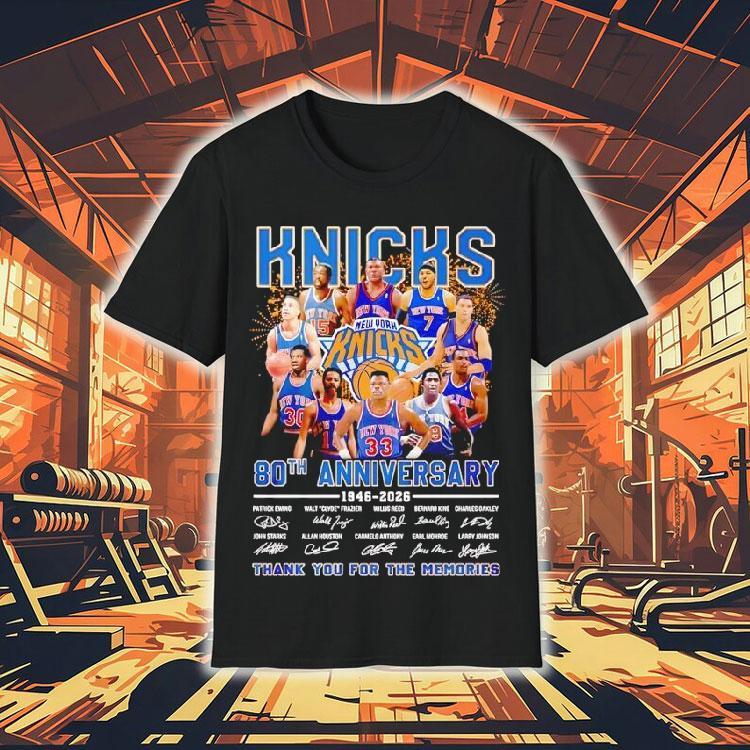 New York Knicks 80th Anniversary 1946 2026 Player Signatures Thank You Shirt New York Knicks 80th Anniversary 1946 2026 Player Signatures Thank You Shirt