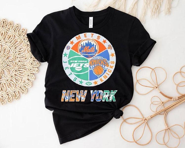 New York Mets New York Jets New York Knicks Mashup Logo Shirt New York Mets New York Jets New York Knicks Mashup Logo Shirt
