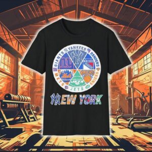 New York Mets New York Mets New York Knicks New York Giants New York Knicks And Rangers Mashup Logo Shirt