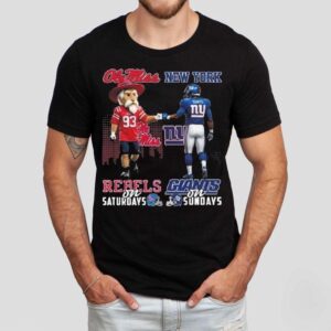 Ole Miss Rebels On Saturdays X New York Giants On Sundays Mascot 2025 Shirt