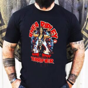 Rhea Ripley And Terrifier Bloody Christmas Collab Graphic Shirt
