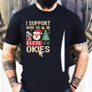 Santa And Gingerbread Tech Support Here To Delete Cookies Ugly Christmas Shirt