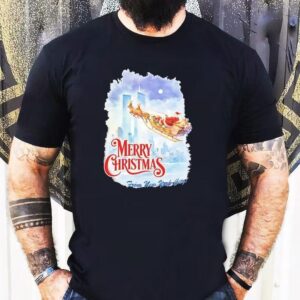 Santa Claus Riding Reindeer Merry Christmas From New Uork City Shirt