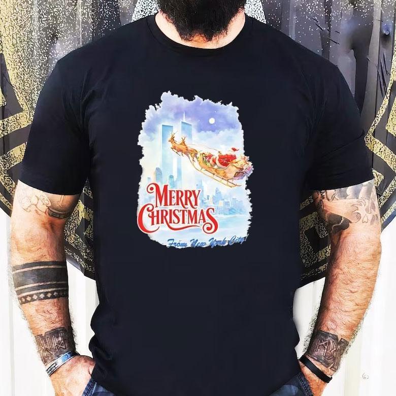 Santa Claus Riding Reindeer Merry Christmas From New Uork City Shirt Santa Claus Riding Reindeer Merry Christmas From New Uork City Shirt