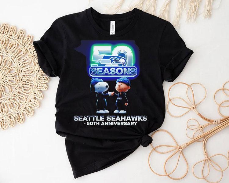 Seattle Seahawks Charlie Brown And Snoopy 50 Seasons Anniversary Shirt Seattle Seahawks Charlie Brown And Snoopy 50 Seasons Anniversary Shirt