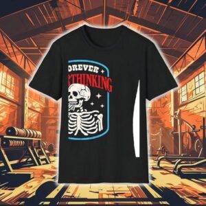 Skeleton Resting Chin On Forever Overthinking Vintage Shirt