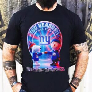 Snoopy And Charlie Brown New York Giants 100th Anniversary 100 Seasons Shirt