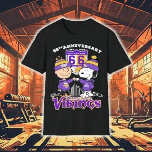Snoopy And Charlie Brown The Peanuts Minnesota Vikings 66th Anniversary 1960-2026 Shirt
