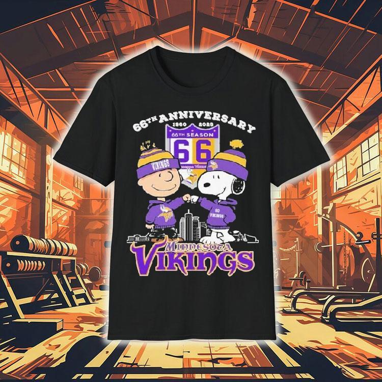 Snoopy And Charlie Brown The Peanuts Minnesota Vikings 66th Anniversary 1960-2026 Shirt Snoopy And Charlie Brown The Peanuts Minnesota Vikings 66th Anniversary 1960-2026 Shirt