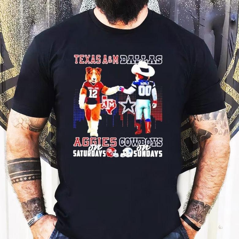 Texas Am Aggies On Saturdays Vs Dallas Cowboys On Sundays Mascot Skyline Shirt Texas Am Aggies On Saturdays Vs Dallas Cowboys On Sundays Mascot Skyline Shirt