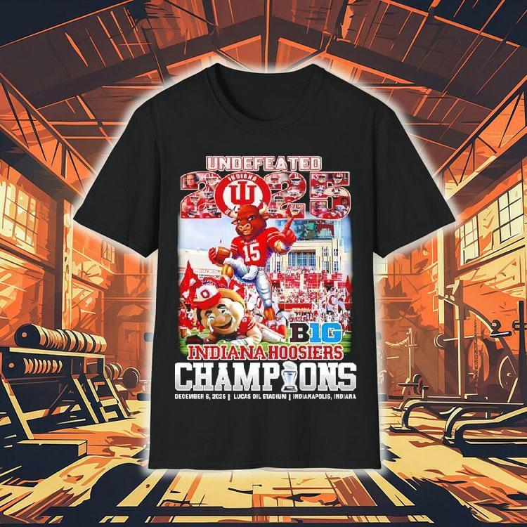 Undefeated 2025 Indiana Hoosiers As Big Ten Champions Mascots Graphic Shirt Undefeated 2025 Indiana Hoosiers As Big Ten Champions Mascots Graphic Shirt