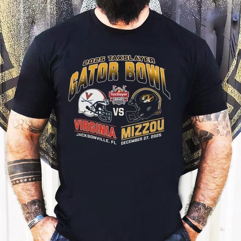 Virginia Cavaliers Vs Mizzou Tigers 2025 Taxslayer Gator Bowl Head To Head Shirt Virginia Cavaliers Vs Mizzou Tigers 2025 Taxslayer Gator Bowl Head To Head Shirt