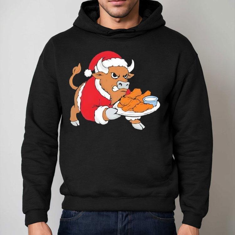 Buffalo Wearing Santa Suit Holding Fried Chicken Merry Christmas Shirt Buffalo Wearing Santa Suit Holding Fried Chicken Merry Christmas Shirt