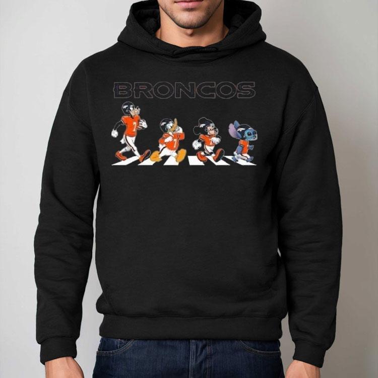 Denver Broncos X Stitch Mickey Mouse Donald Duck And Goofy Dog Abbey Road 2025 Shirt Denver Broncos X Stitch Mickey Mouse Donald Duck And Goofy Dog Abbey Road 2025 Shirt