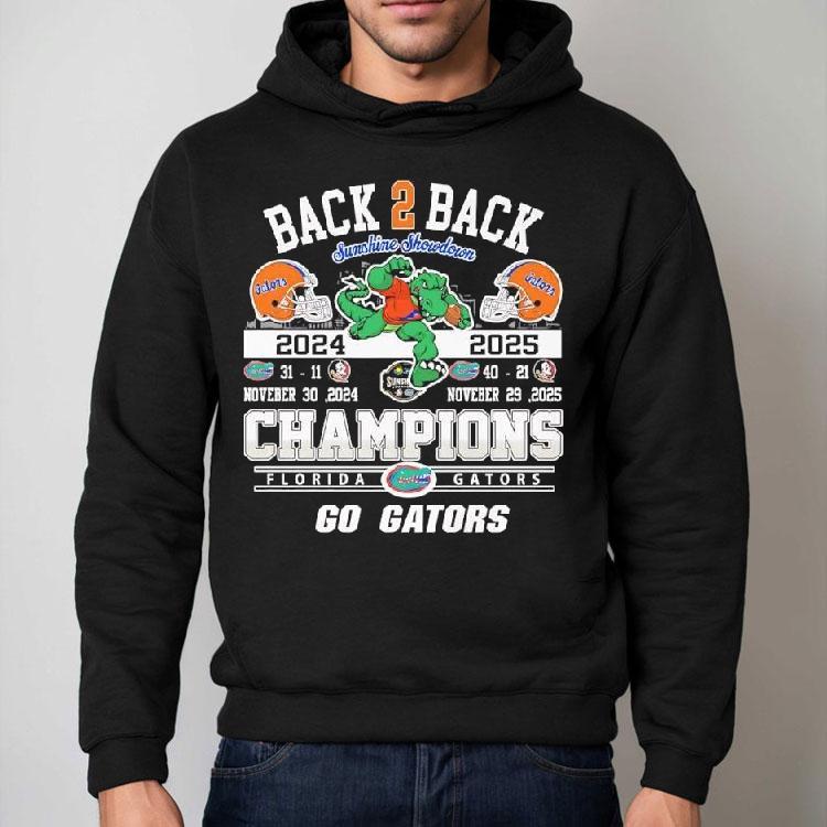 Florida Gators Back 2 Back Champions Of Sunshine Showdown Go Gators Shirt Florida Gators Back 2 Back Champions Of Sunshine Showdown Go Gators Shirt