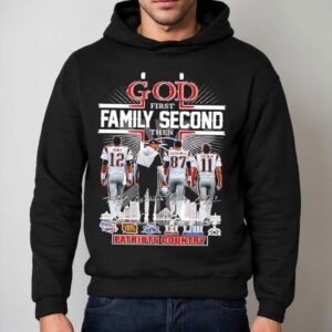God First Family Second Then Patriots Country Football Signatures Hoodie