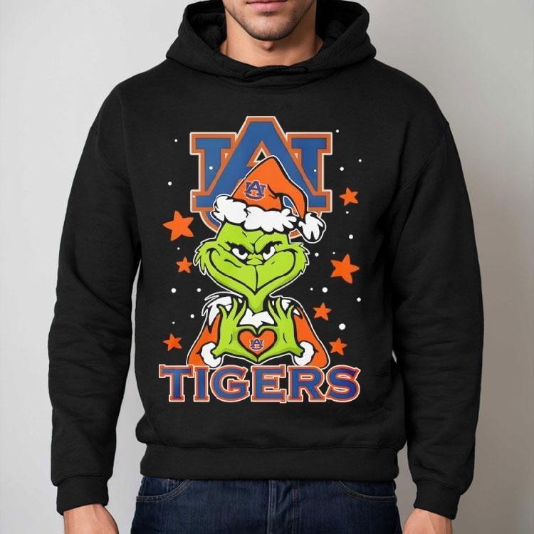 Grinch Auburn Tigers Hand Heart Shirt Grinch Auburn Tigers Hand Heart Shirt