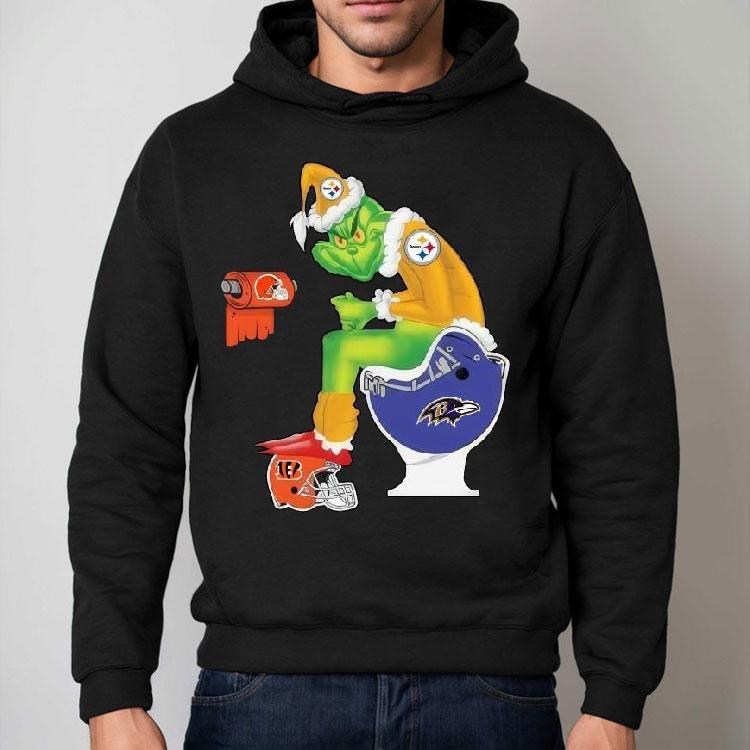 Grinch Pittsburgh Slers Shit On Baltimore Ravens Helmet Toilet Christmas Shirt Grinch Pittsburgh Slers Shit On Baltimore Ravens Helmet Toilet Christmas Shirt