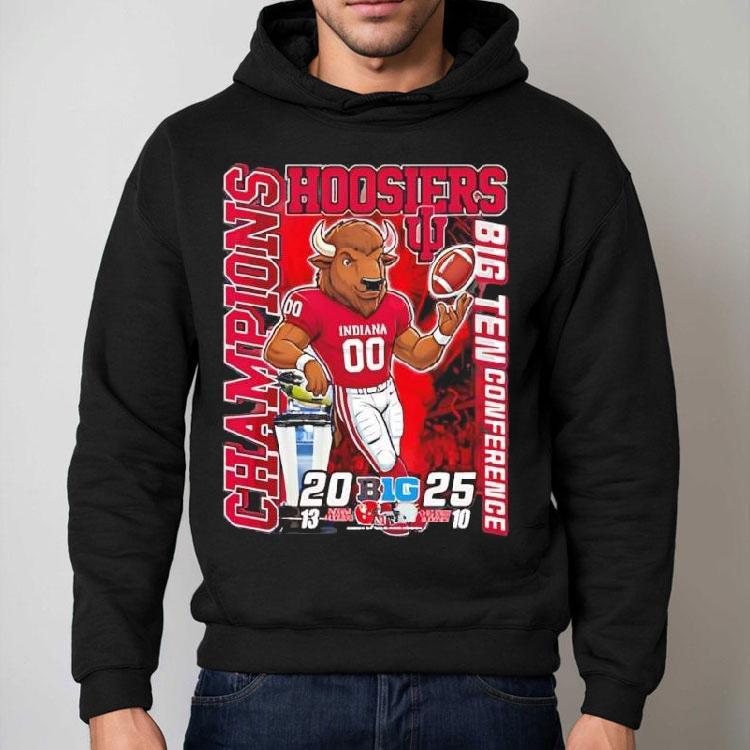 Indiana Hoosiers 2025 Big Ten Conference Champions Mascot Logo Shirt Indiana Hoosiers 2025 Big Ten Conference Champions Mascot Logo Shirt