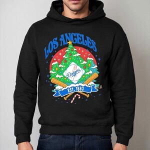 Los Angeles Dodgers Ugly Christmas Tree Motif Est 1883 Logo Shirt 2 Los Angeles Dodgers Ugly Christmas Tree Motif Est Logo Hoodie