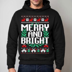 Moody And Uptight Merry And Bright Matching Couple Ugly Christmas Hoodie