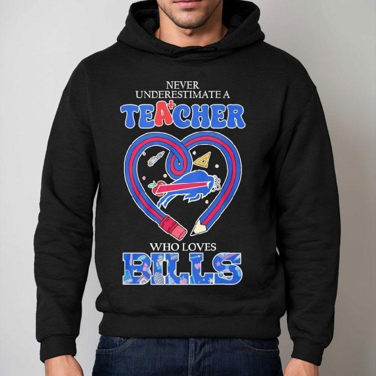 Never Underestimate A Teacher Who Loves Buffalo Bills Logo Shirt Never Underestimate A Teacher Who Loves Buffalo Bills Logo Shirt