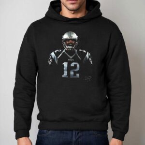 New England Patriots Tom Brady The Goat Tour Portrait Graphic Signature Trophy Hoodie