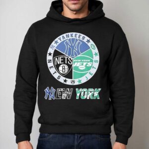 New York Jets New York Nets New York Yankees Mashup Logo Hoodie