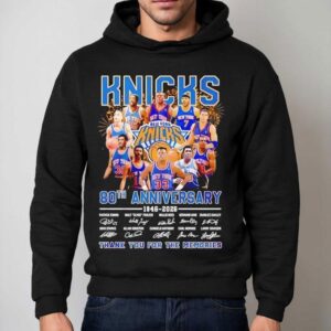 New York Knicks 80th Anniversary 1946 2026 Player Signatures Thank You Shirt 2 New York Knicks Th Anniversary Player Signatures Thank You Hoodie