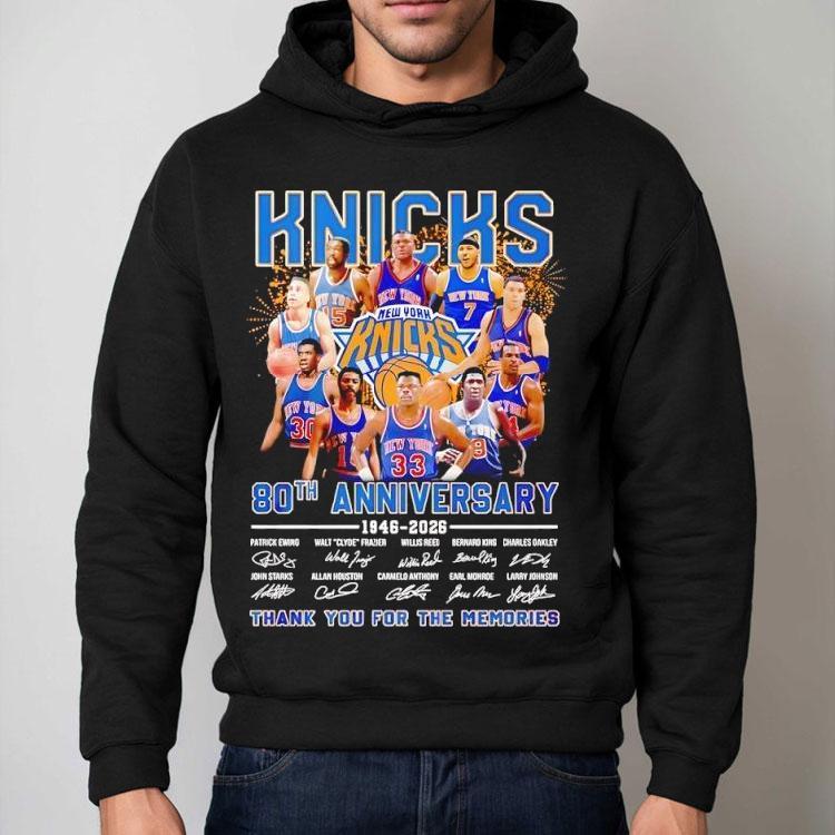 New York Knicks 80th Anniversary 1946 2026 Player Signatures Thank You Shirt New York Knicks 80th Anniversary 1946 2026 Player Signatures Thank You Shirt