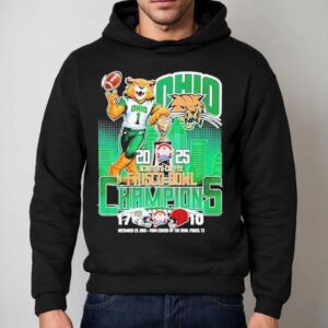 Ohio Bobcats Scooter S Coffee Frisco Bowl Champions City Skyline Mascot Trophy Hoodie