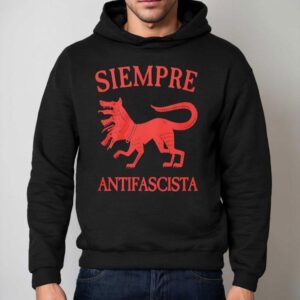 Red Three Headed Cerberus Siempre Antifascista Hoodie