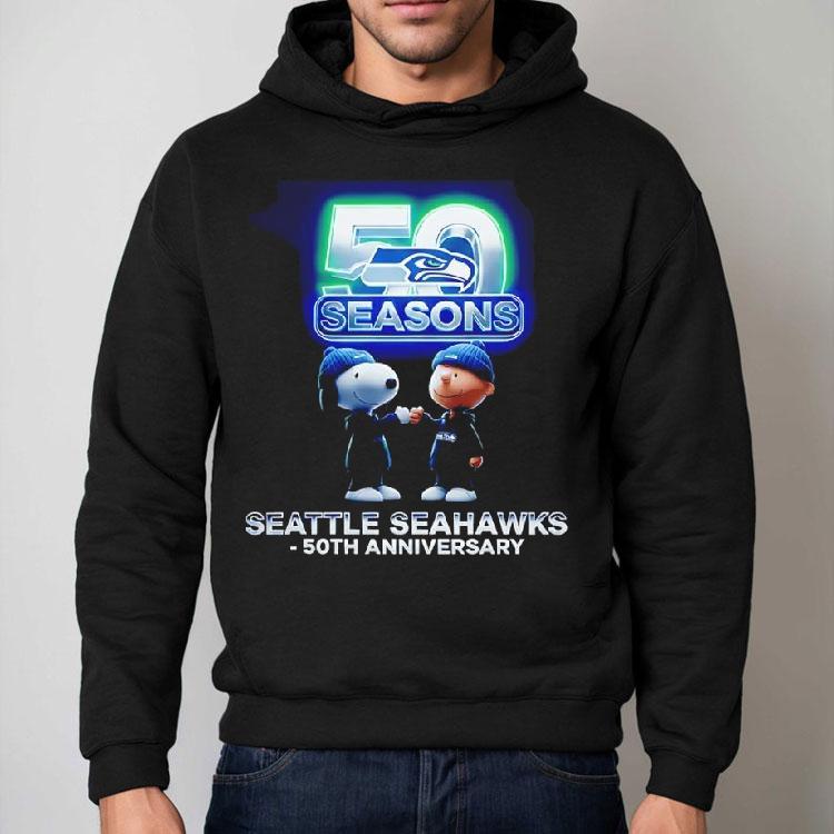 Seattle Seahawks Charlie Brown And Snoopy 50 Seasons Anniversary Shirt Seattle Seahawks Charlie Brown And Snoopy 50 Seasons Anniversary Shirt