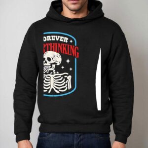 Skeleton Resting Chin On Forever Overthinking Vintage Hoodie
