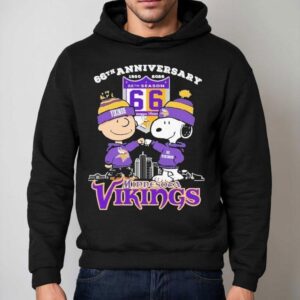 Snoopy And Charlie Brown The Peanuts Minnesota Vikings 66th Anniversary 1960-2026 Shirt 2 Snoopy And Charlie Brown The Peanuts Minnesota Vikings Th Anniversary Hoodie