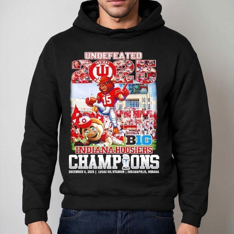 Undefeated 2025 Indiana Hoosiers As Big Ten Champions Mascots Graphic Shirt Undefeated 2025 Indiana Hoosiers As Big Ten Champions Mascots Graphic Shirt