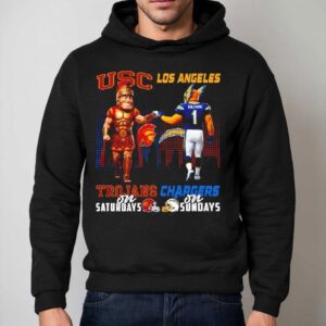 Usc Trojans On Saturdays X Los Angeles Chargers On Sundays Mascot Shirt 2 Usc Trojans On Saturdays X Los Angeles Chargers On Sundays Masco Hoodie