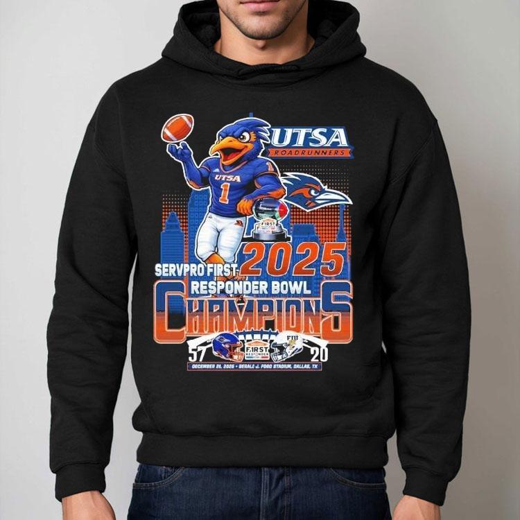 Utsa Roadrunners Vs Fiu Panthers Servpro First Responder Bowl Champions 2025 Mascot Shirt Utsa Roadrunners Vs Fiu Panthers Servpro First Responder Bowl Champions 2025 Mascot Shirt